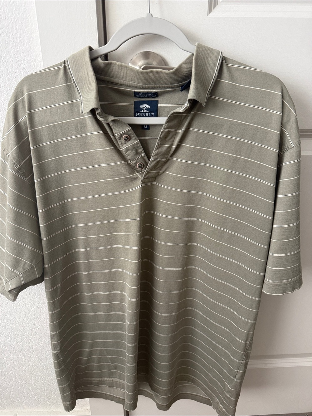 Pebble Beach Men's Olive Stripe Polo 100% cotton